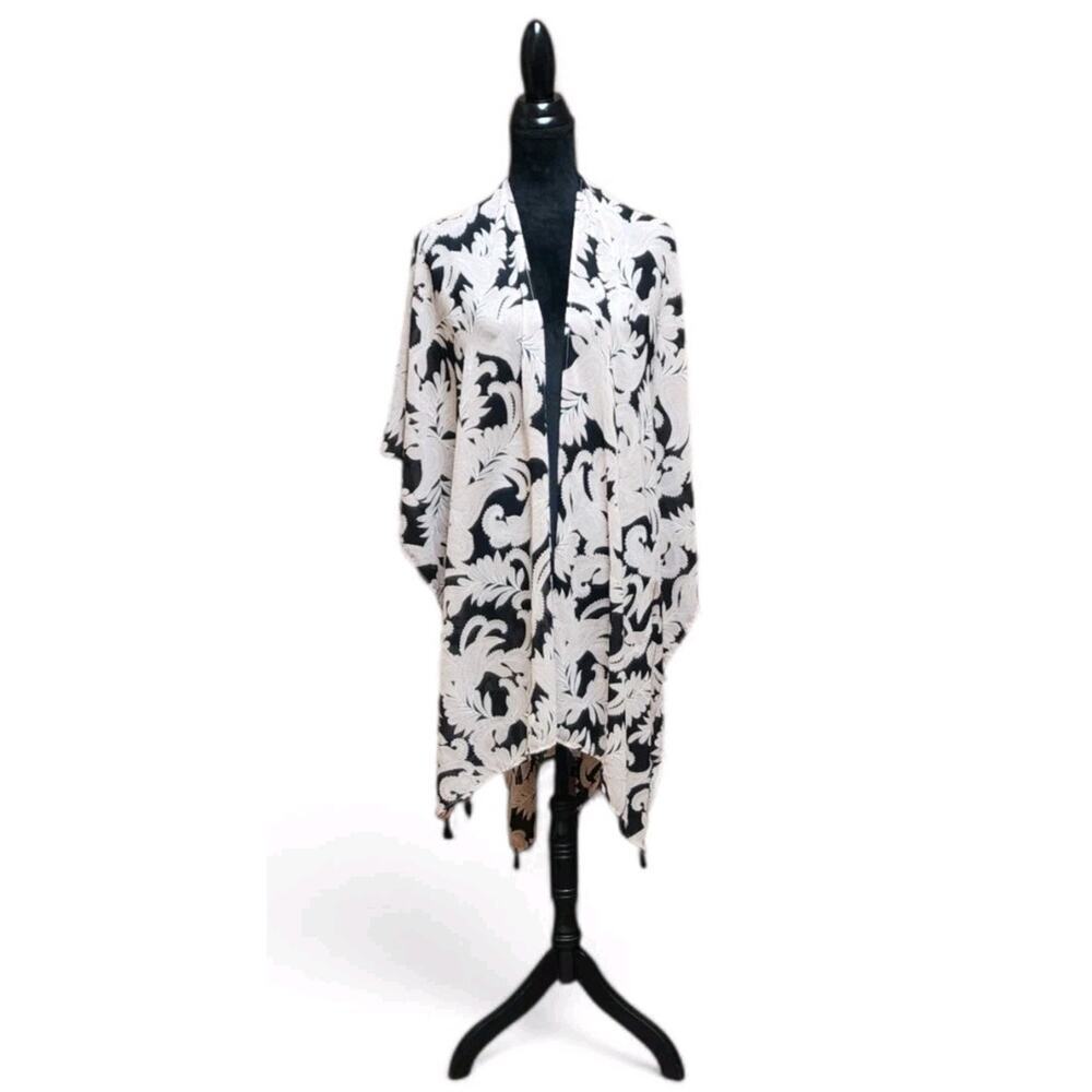 Women's Size XL Swimsuit Cover-Up Pink & Black Paisley Floral Open-Front Topper